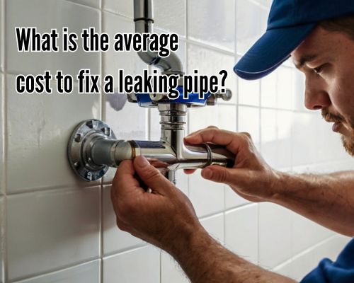 A plumber fixing a pipe leak under the sink